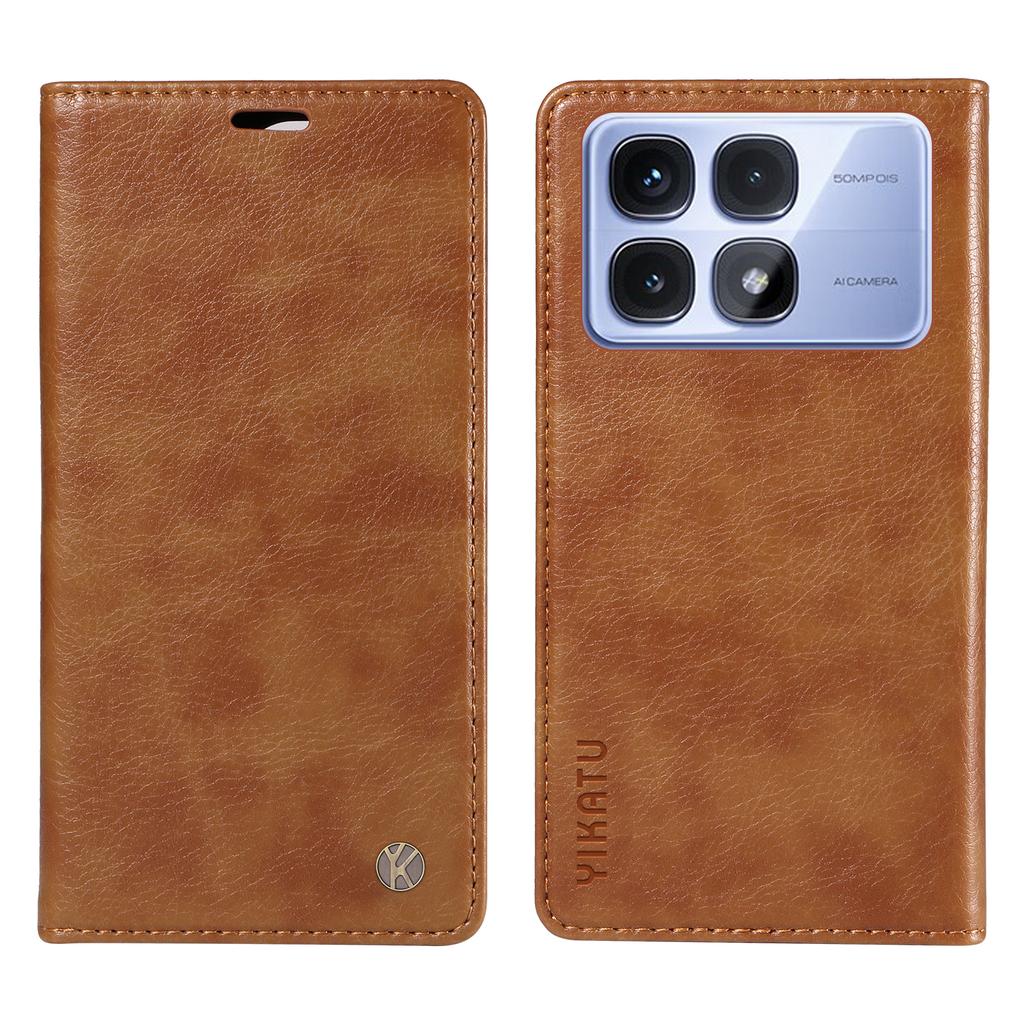 YIKATU YK-006 For Xiaomi Redmi K70 Ultra Case Wallet Litchi Grain Leather Phone Cover Magnetic Auto-Absorbed