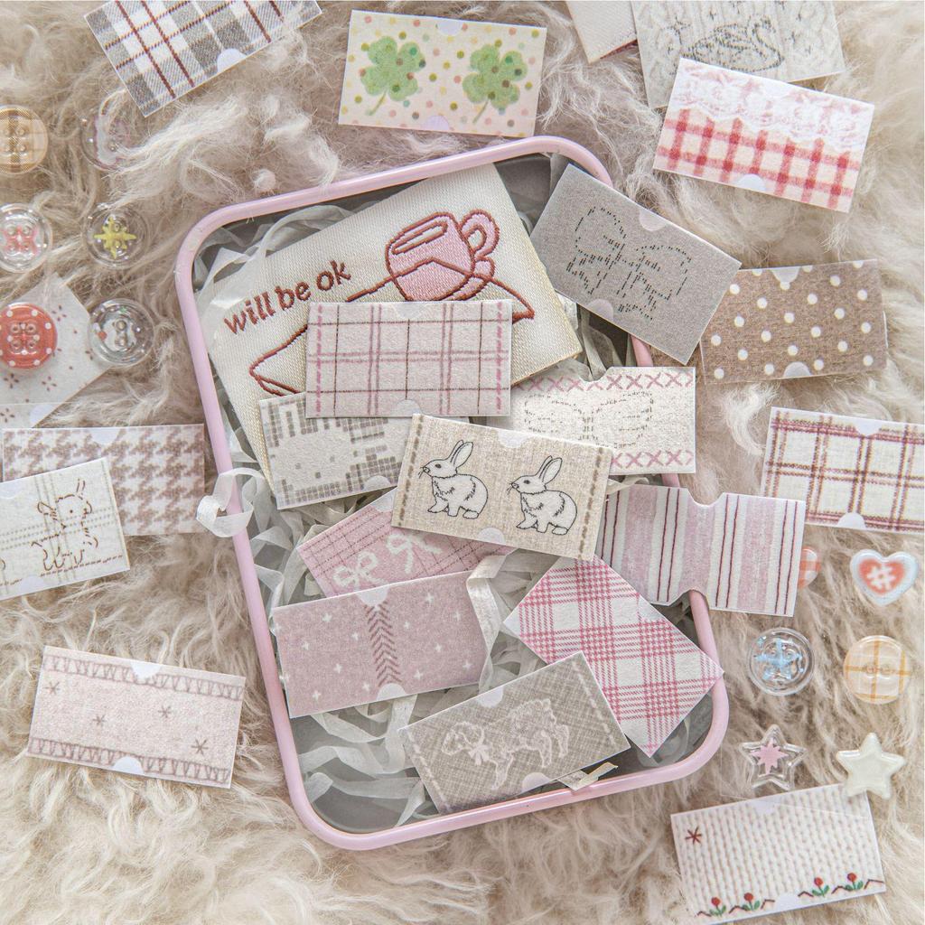 Handmade Fabric Labels and Retro Pattern Tape for Journal and DIY Packaging Decoration