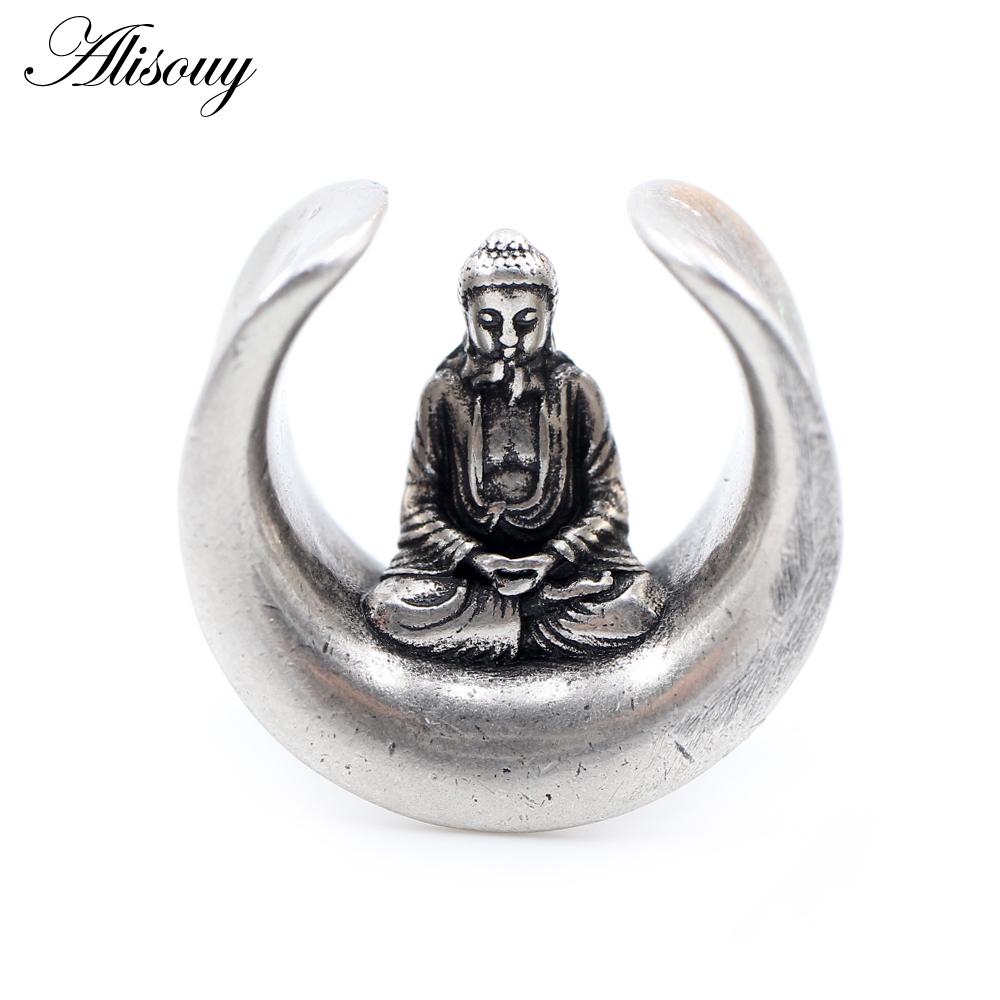 Alisouy 1st 8-25 mm Koppar Buddha Halvcirkel Sadel Öron Tunnel Pluggar Expander Bår Mätare Örhängen Piercing Body Smycken