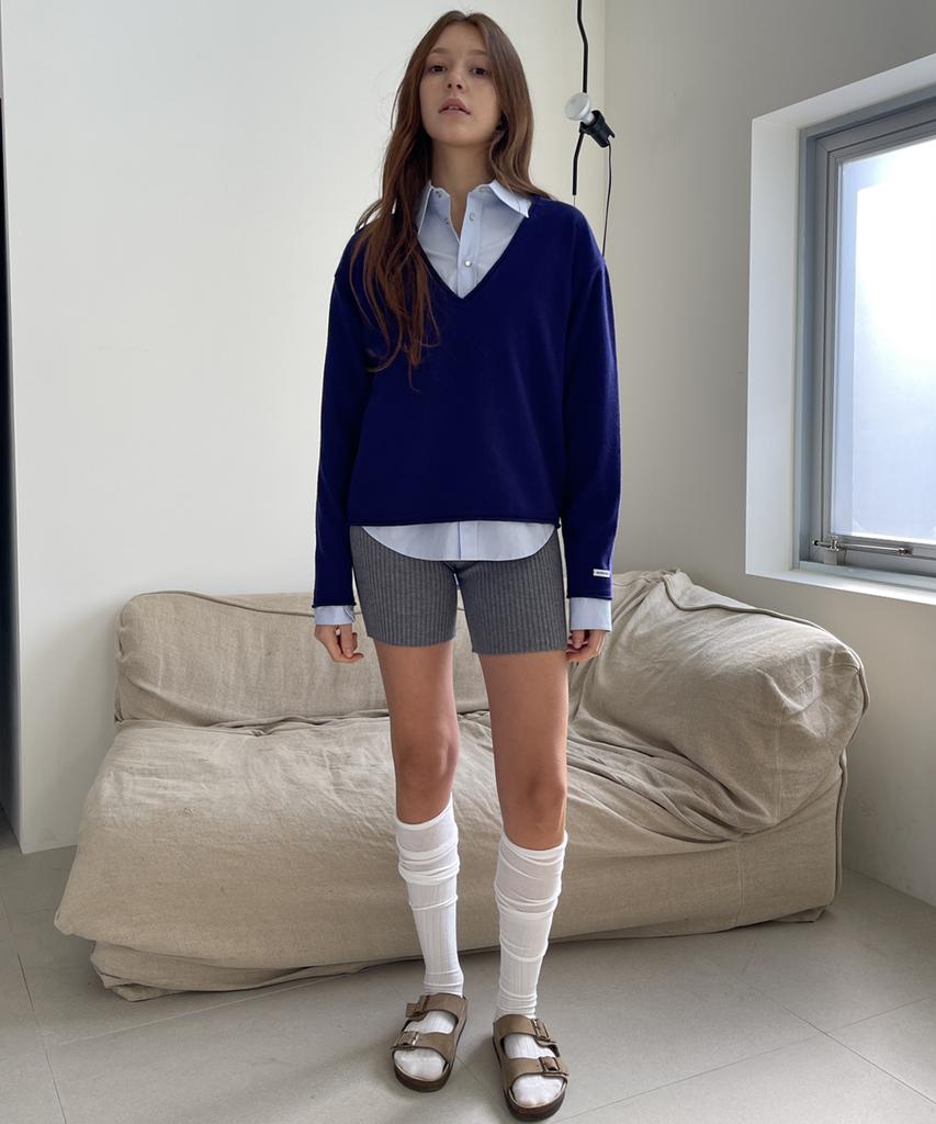 RAVEROUS Rolling Deep V-Neck Knit_Purple Navy