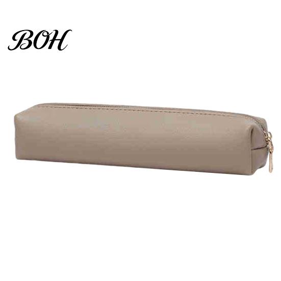 Elegant Writing Tool Case Minimalist PU Leather Pencil Case, Multi-Functional Stationery Storage Bag with Smooth Metal Zipper, Water Durable Holder &