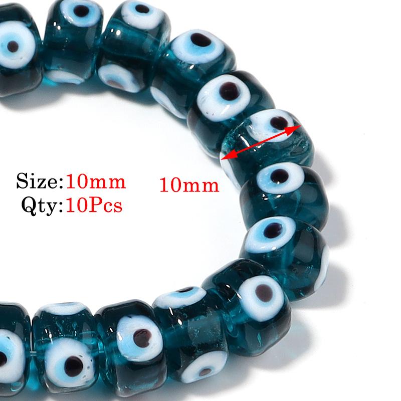 Round Lampwork Evil Eye Beads Liuli Flat Loose Fashion Jewelry For Bead Diy Handmade Bracelets Phone Charm Components