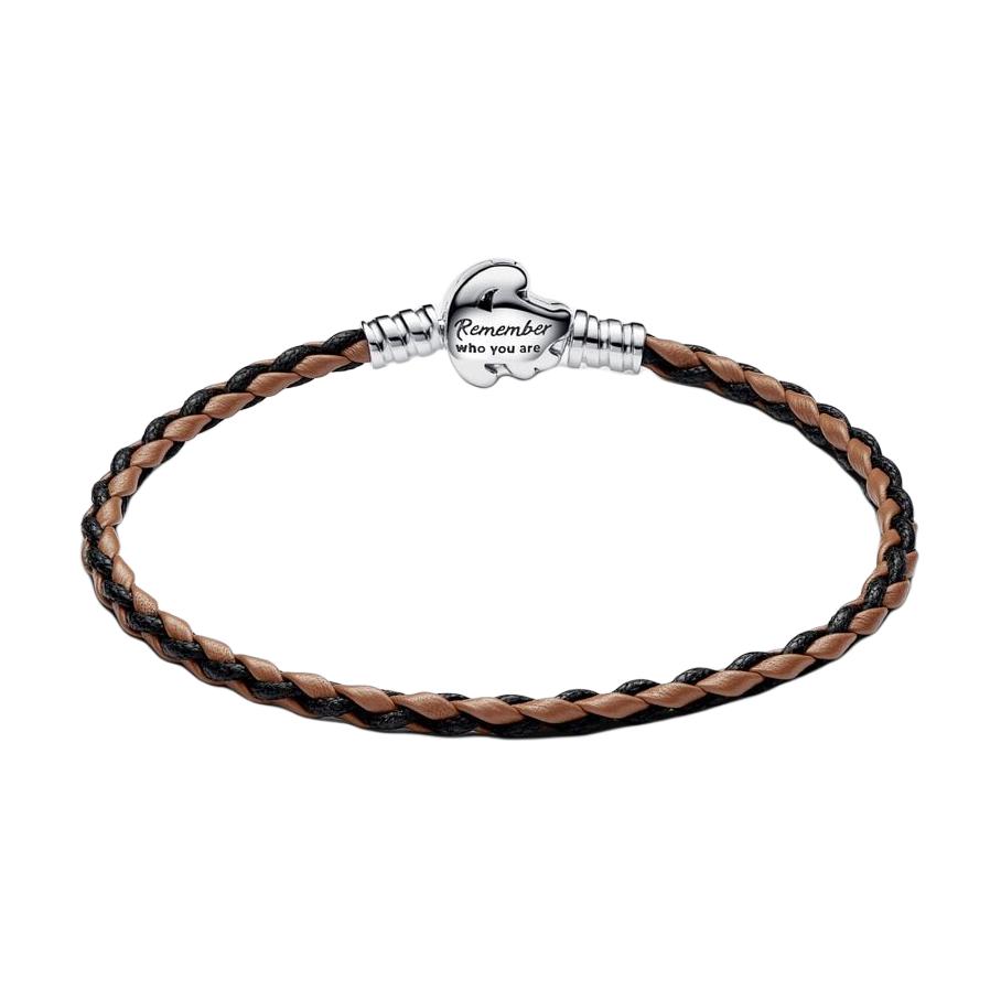 Pandora Woven Leather Lion King Buckle Bracelet Women bracelets Brown 593361C01