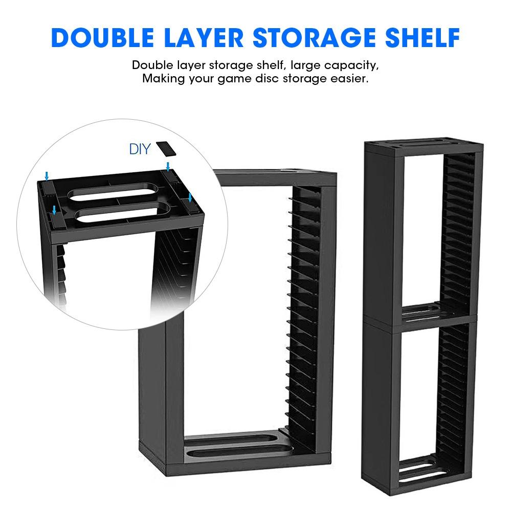 19221 ABS-Spiel-Disc-Aufbewahrungsturm, doppellagiger Regalständer, Organizer für PS4 Slim Pro