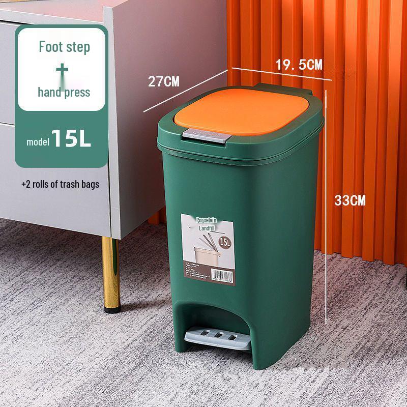 Large Odor-Proof Foot Pedal Trash Can with Lid for Home: Double Opening for Bedroom, Living Room, Kitchen, Bathroom, and Toilet.