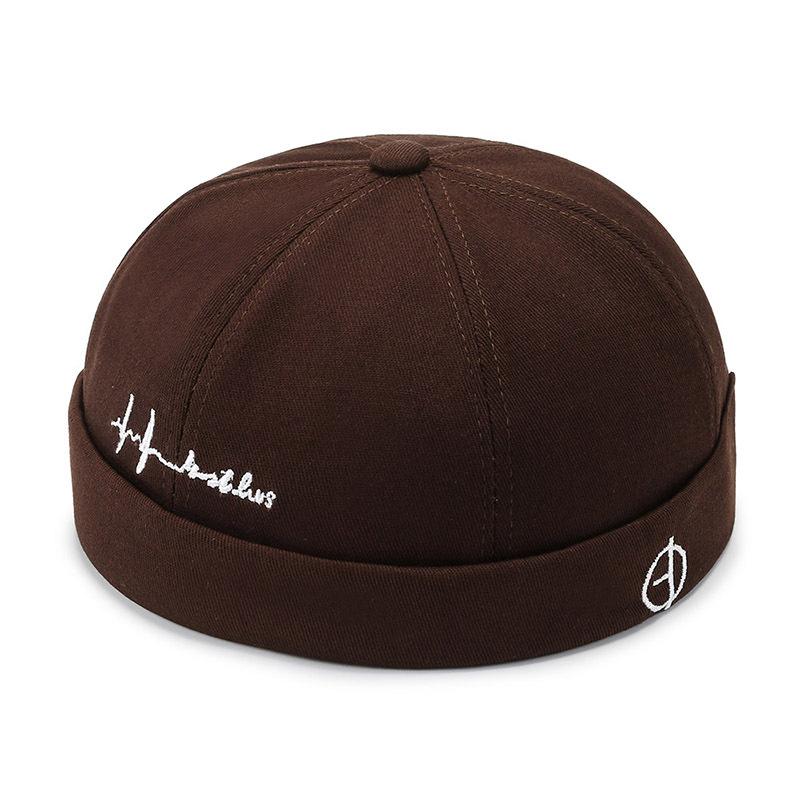 Fashion Letter Print Beanie Hats Men Docker Cap Skullcap Retro Brimless Hip Hop Hats Cotton Adjustable Spring Landlord Hat