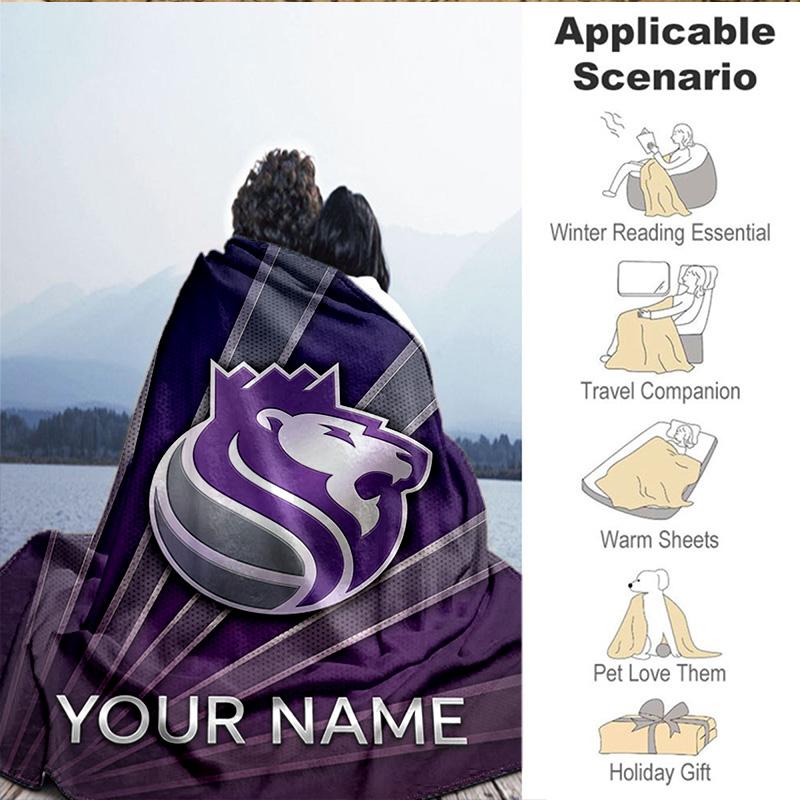 1PC Custom Name Blanket Kings Basketball Flannel blankets Patterns Throw Blanket All-Season Soft Gift for Couch, Bed, Camping, Birthday gifts