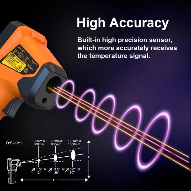 Infrared Thermometer With Laser Positioning Over Temp Alarm For Industrial Cooking Auto Temp Test