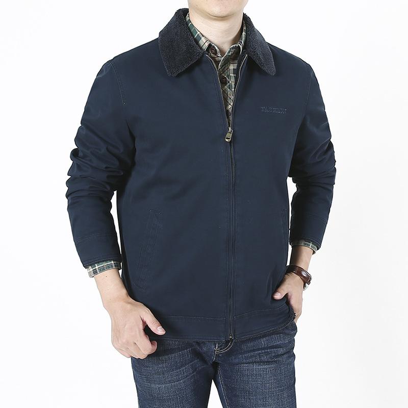 Fleece Thermal Cotton-padded Clothes Middle-aged and Elderly Cotton Casual Lapel Loose Jacket Zipper Jacket