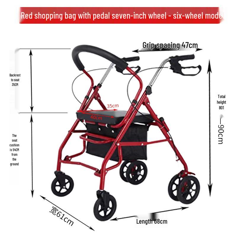 Rollator Walker with Seat & Basket for Elderly Mobility and Shopping