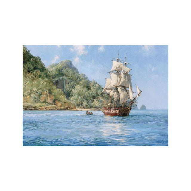 Retro Boot Ölgemälde auf Leinwand Schiff Seascape Poster Landschaft Segelboot Wandbilder für Wohnzimmer Dekoration Caudros