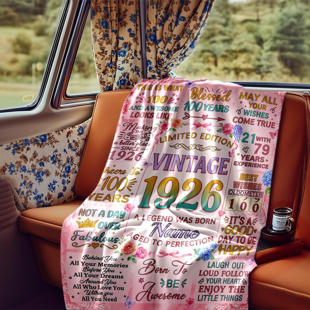 100Th Birthday Celebration Customize Your Name Blanket Soft And Comfortable It'S The Perfect Gift For Family Friends Or Loved Ones Suitable For All