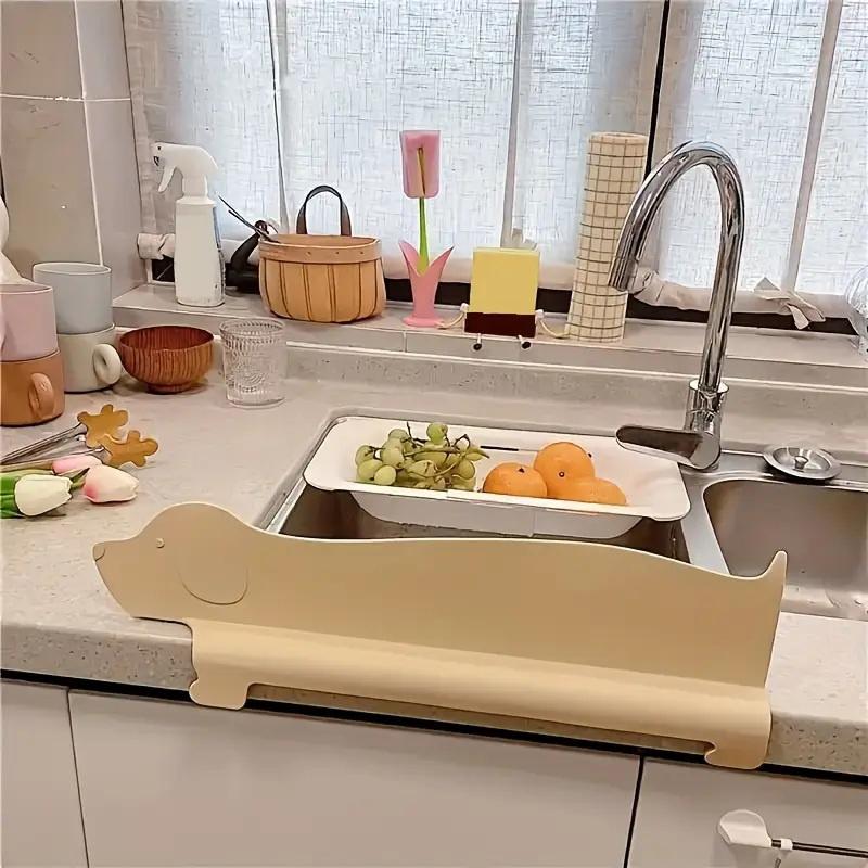 Water Baffle Suction Cup Base Soft Silicone Dog Shape Reusable Sink Splash Proof Guard Practical Sink Flap Block Kitchen Gadgets