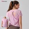 T-shirt da Yoga da Donna Traspirante con Schiena Vuota - Manica Corta Leggera per Danza, Fitness e Corsa