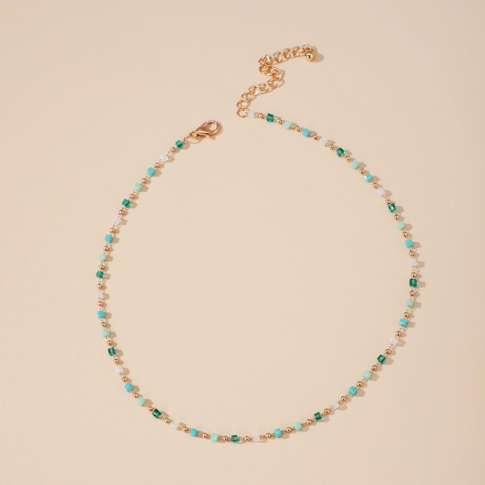 Korálkový náhrdelník Geometrický choker náhrdelník Bohemia Klíční kost řetízek