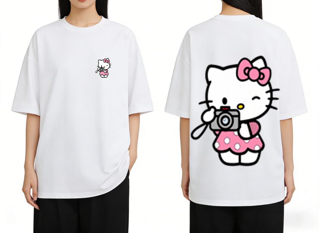 

2026 Summer Hot Sale New Hello Kitty Cute Cartoon Print Tshirt Family Matching Outfits Casual Short Sleeve Tee Women Unisex Kids S