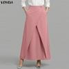 VONDA Elegant Women Back Elastic Front Cross Casual Long Skirts