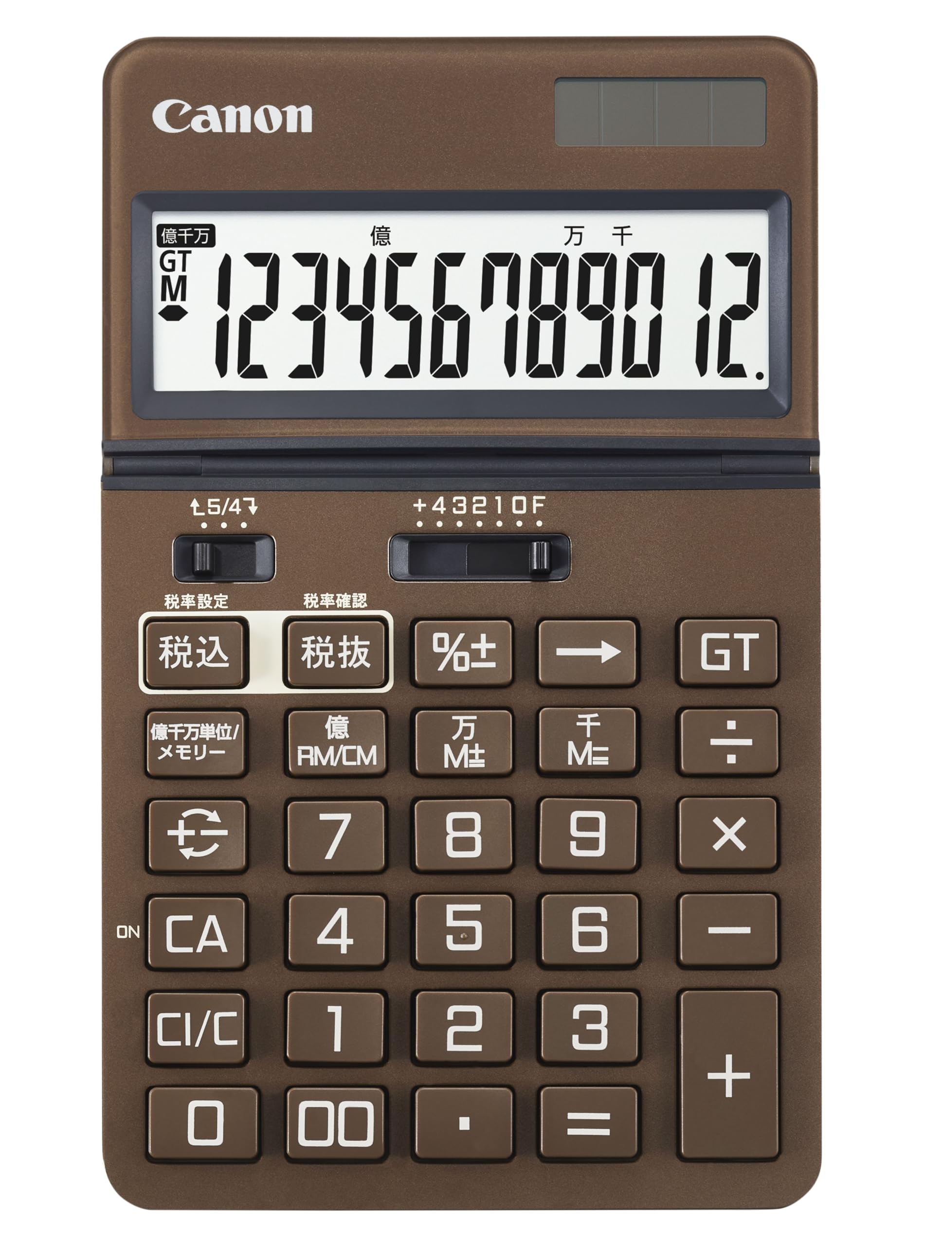 

Canon business calculator with antibacterial and antiviral natural brown tilting LCD and tens of millions of KS-1250TUV-BR 12-digit properties, color,