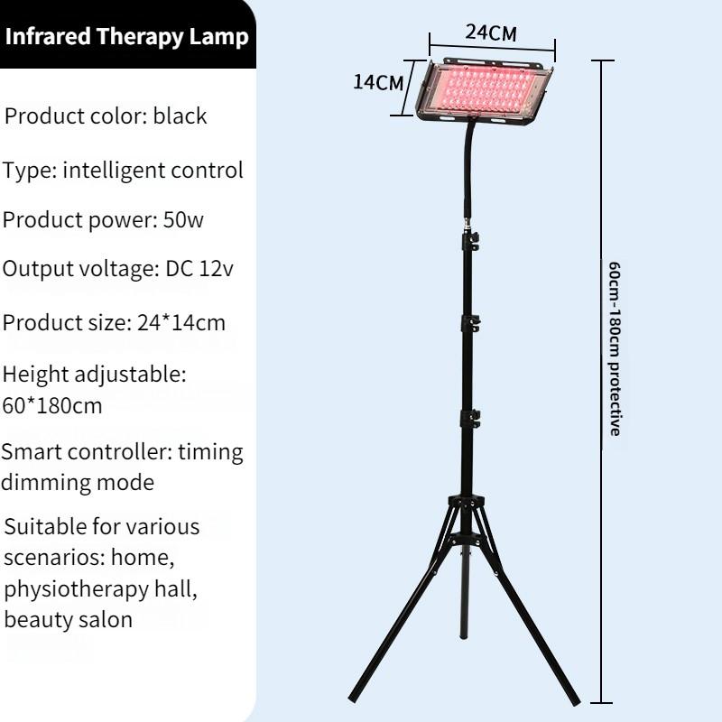 96 Bead Floor Standing Tripod Beauty Lamp Infrared Physiotherapy Light Timed Dimming Segmented Pulse Red Light Therapy Lamp
