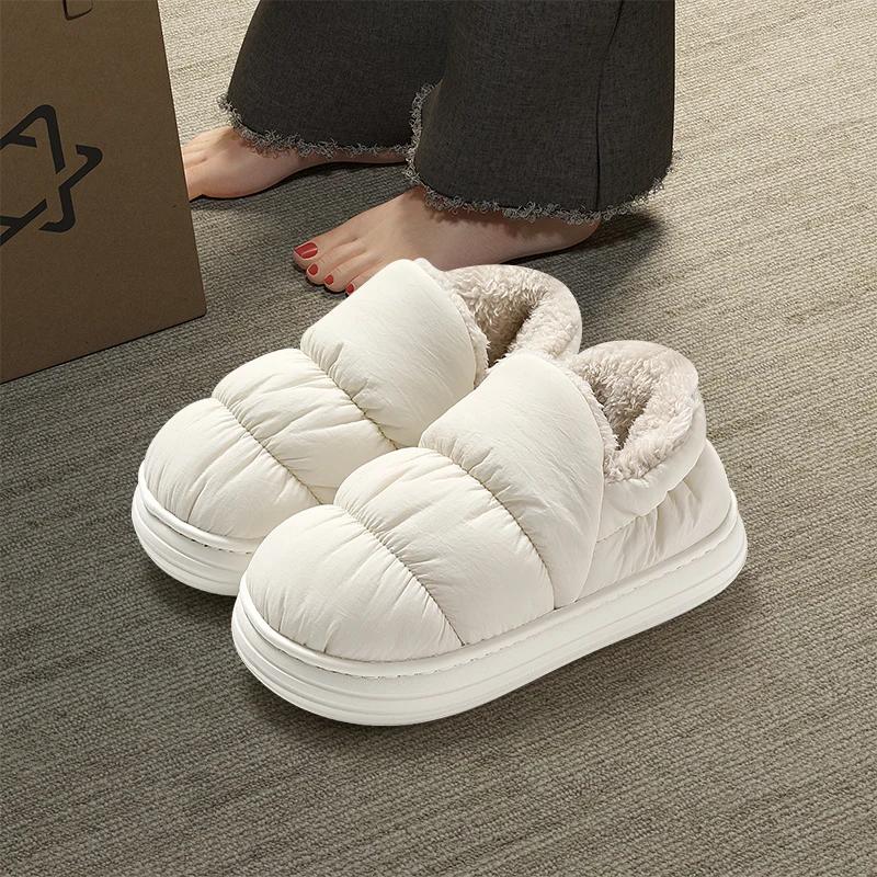 Mode Winter Warme Dicke Pelzige Damen Stiefeletten Indoor Plüsch Hausschuhe Damen Herren Zuhause Baumwollschuhe