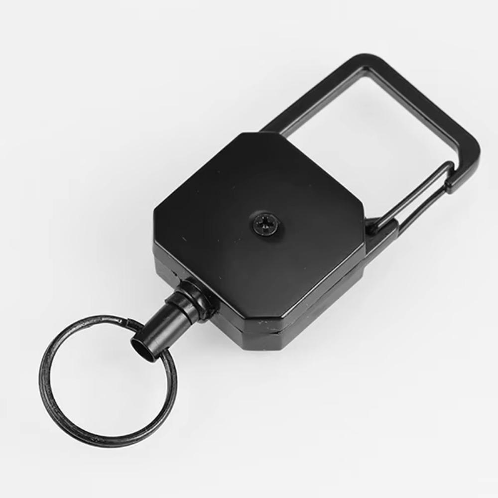 Einziehbarer Schlüsselanhänger, Karabiner für den Außenbereich, Stahldrahtseil, hochbelastbarer Ausweishalter, Typ D, Anti-Verlust, leicht zu ziehender Schnallen-Schlüsselring