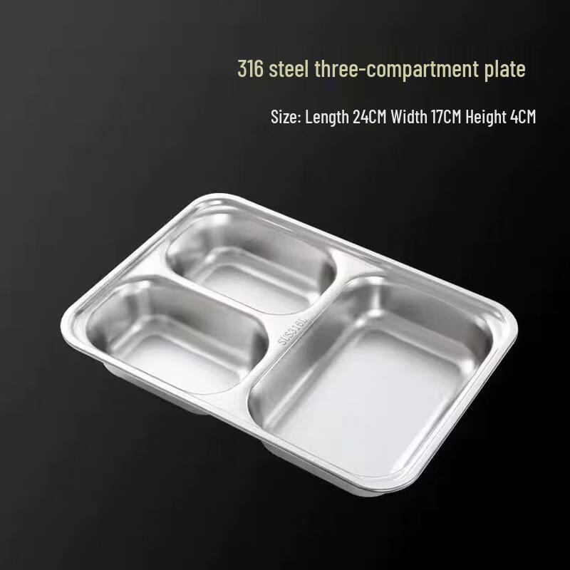 HANDUNYOU 316 Stainless Steel Divided Meal Tray