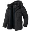 Winter Men's Jacket Large Size Warm Hooded Thickened Multi Pocket Casual Mid Length Coat