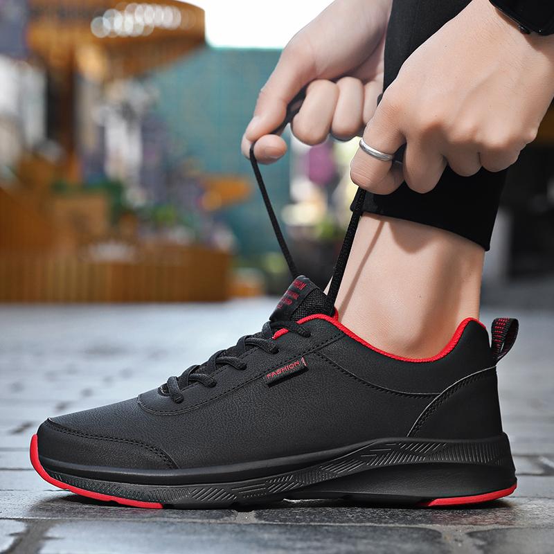 TUINANLE Schwarze Schuhe für Herren, atmungsaktive Laufschuhe, leichte Schnürschuhe, lässige Plateau-Sneakers für Herren