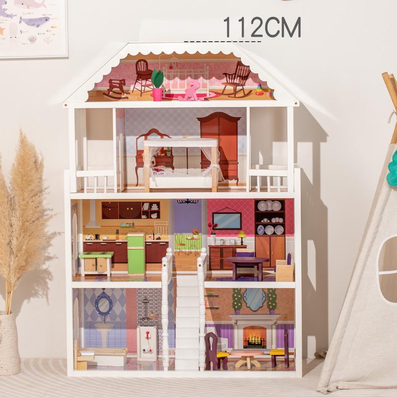 Nordic Princess Wooden Dollhouse - Large Villa for Children's Pretend Play