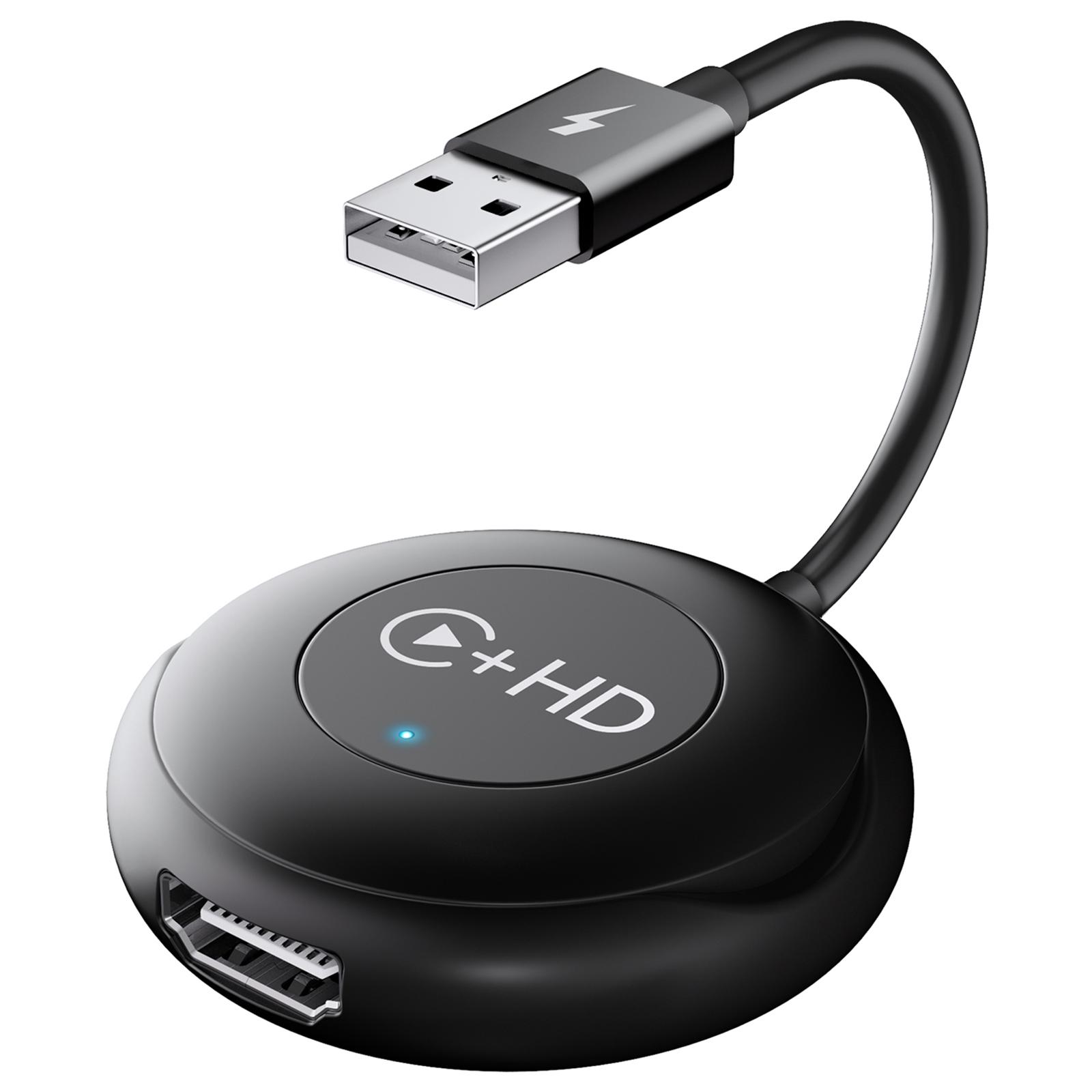 

020-6-1 USB Plug Carplay Adapter with HD Female Port Wireless Multimedia Player for iPhone Black