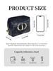 Dior Black Cosmetic Bag with Gold Logo, Portable Travel Makeup Organizer