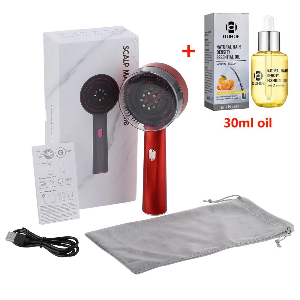 3 Modes Electric Massage Comb Portable Red Light Laser Comb for Hair Follicle Hair Follicles On The Head Essence Oil Applicator