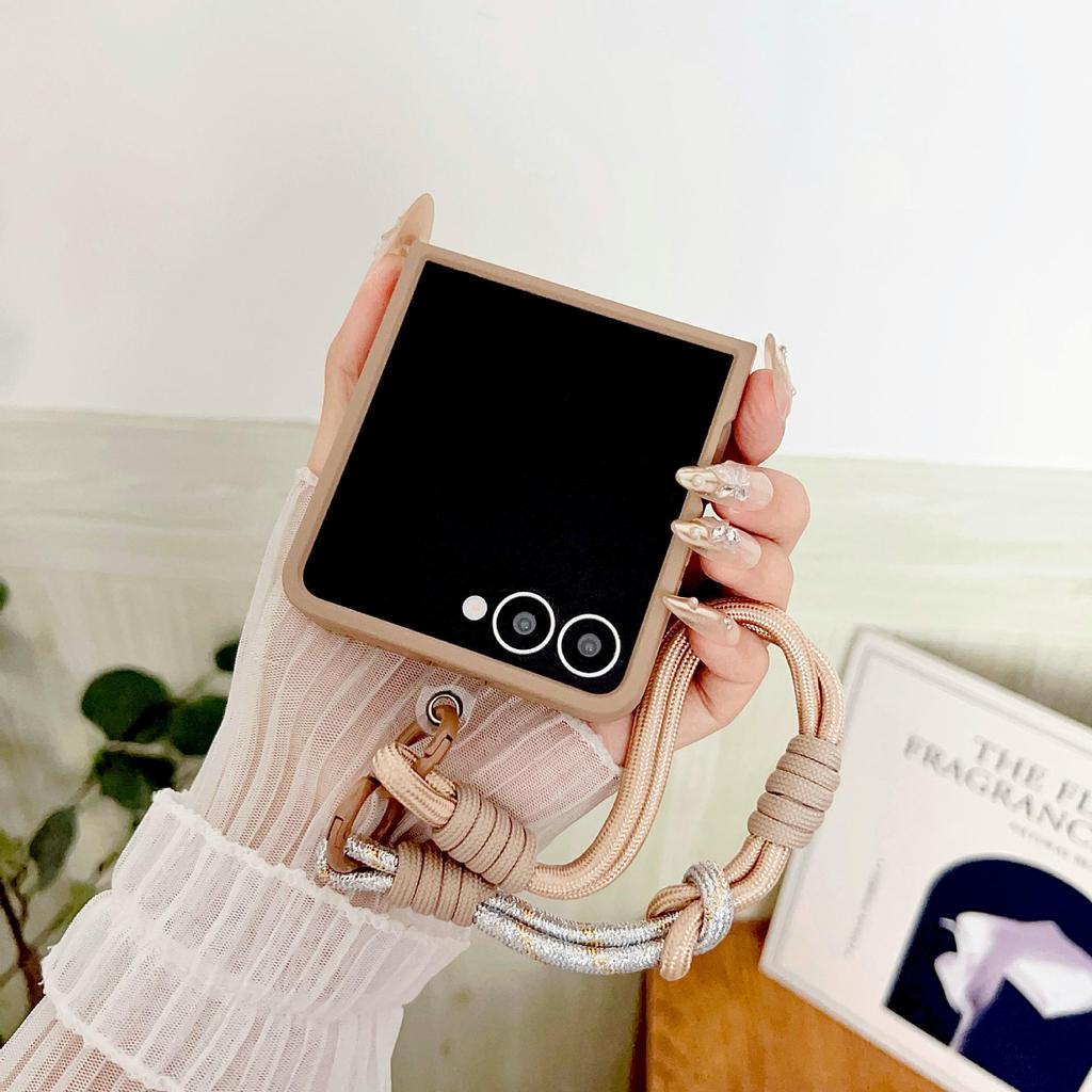 Samsung Z Flip7 Iridescent Protective Case: Woven Texture with National Style Auspicious Clouds Embroidery for Women, fits Flip6/5/4.