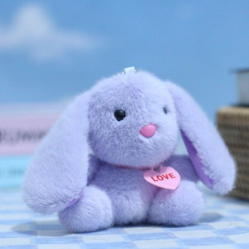 Plush Charming Pink Bunny Keychain Fluffy Heart Decor Soft Toy For Kids Adults And