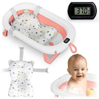Folding Bathtub for Children, Infants with Thermometer and Insert Ricokids RK-287 White and Pink