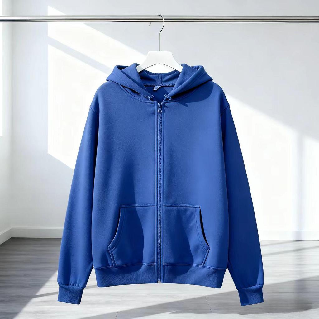 Unisex Cross-Season Hooded Fleece Jacket: Autumn-Winter Zip-Up Cardigan