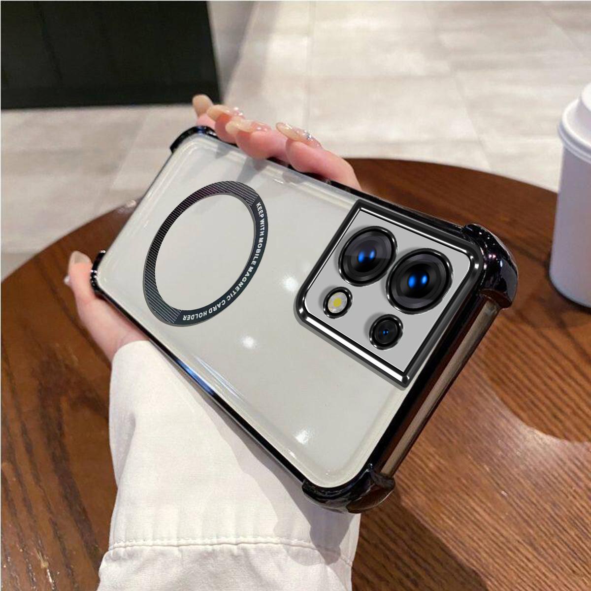 Case for OPPO Reno8 Pro 5G,Reno8 5G Clear Magnetic Casing Electroplated Lens Frame Phone Cover Reno8 Pro 5G чёрный