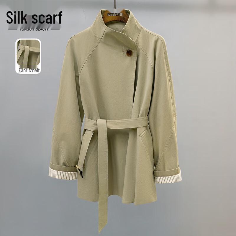 Женское свободное тренчкот с поясом на талии Sibaishe L