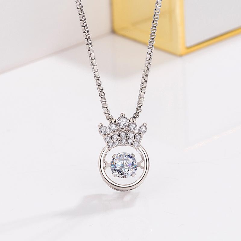 Korean Dancing Heart Crown Pendant Rose Gold Necklace Choker - Simple Fashion Jewelry for Women