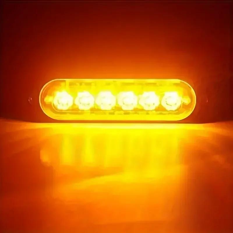 12V/24V 6SMD LED Warning Light Bar for Trucks - Amber/Yellow/Red/Blue Traffic Light with ABS Housing (Constant On)