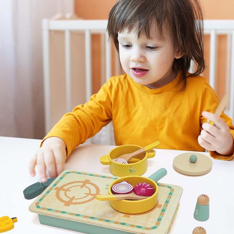 Wooden Simulation Fun Kitchen Vegetable And Fruit Cooking Children Set Toy