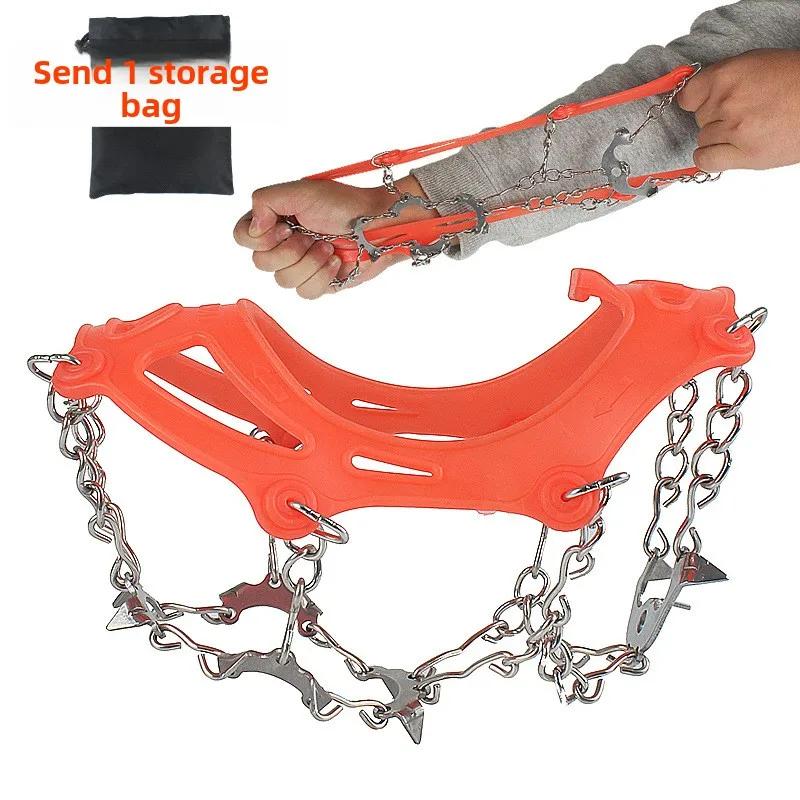 11-Point Stainless Steel Ice Cleats Crampons for Hiking Boots Winter Anti-Slip Traction Spikes Mountaineering Snow Crampons Outd