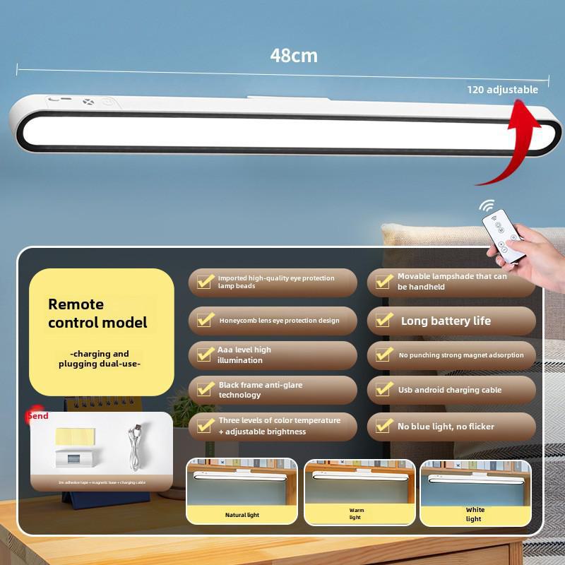 USB Rechargeable Eye Protection Desk Lamp with Remote Control for Dorms and Bedroom