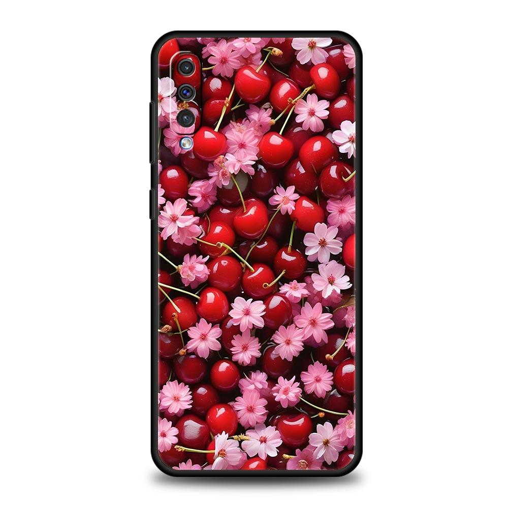 Red Cherry Phone Case For Samsung A26 A36 A56 A54 A52 A50 A70 A40 A20S A20E A12 A14 A16 A22 A24 A42 A34 A32 5G A04s A06 5G Cover