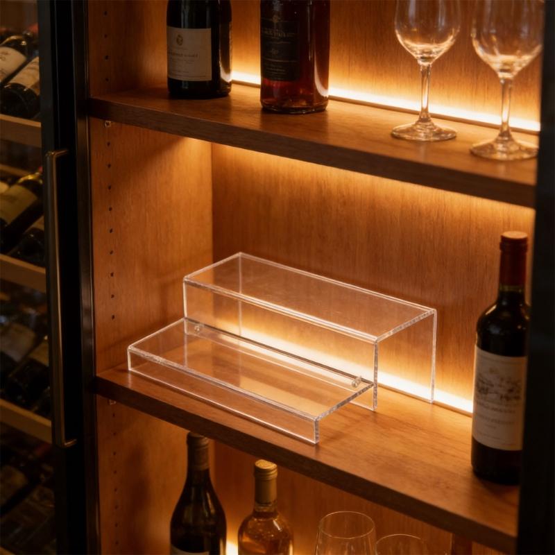 2 Tiers Wine Rack Craft Of Sturdy Acrylic Materials For Kitchen Or Offices Use