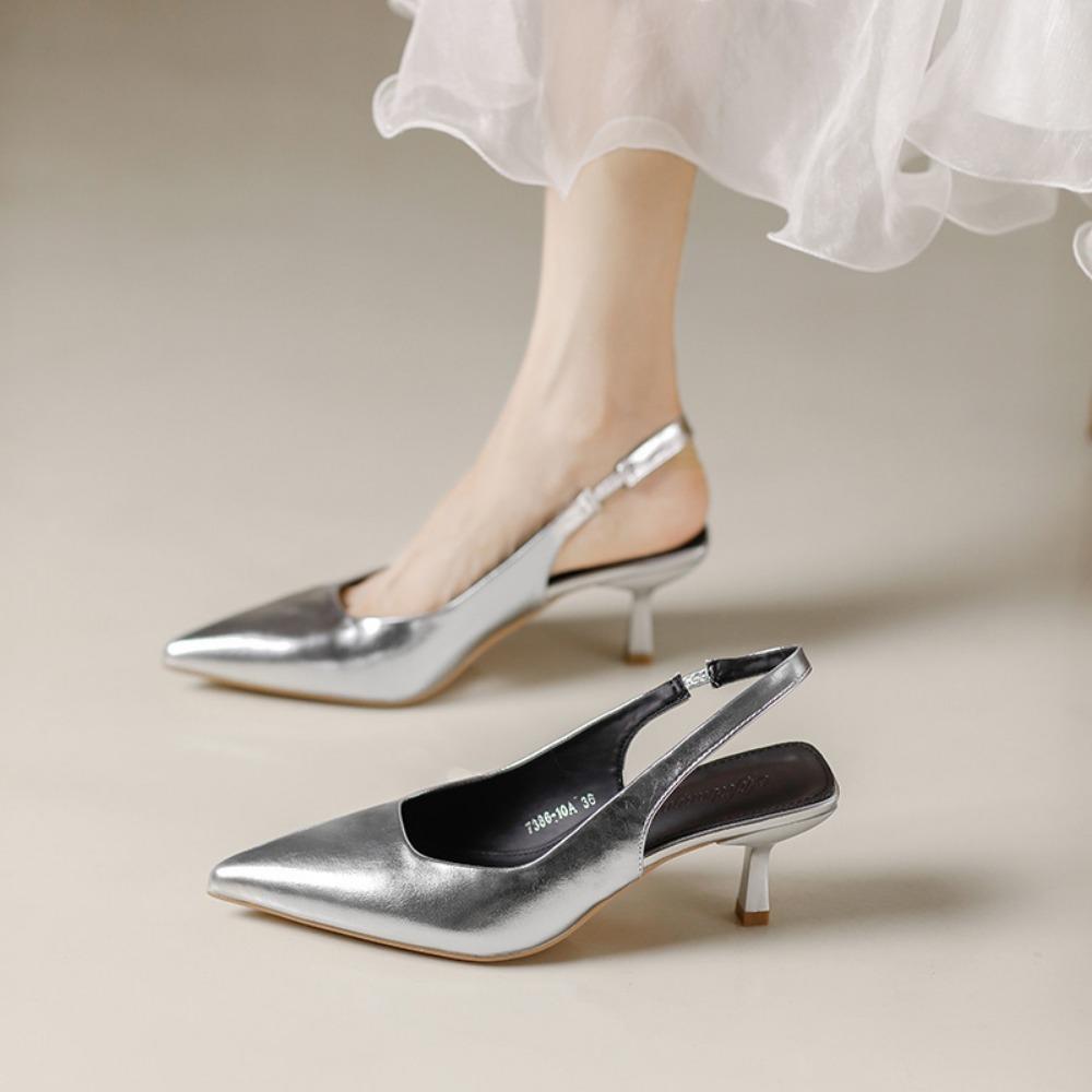 French Style Baotou Sandals for Women's Summer New Style Pointed High Heels for Womens Light Mouth Versatile Back Empty Pumps