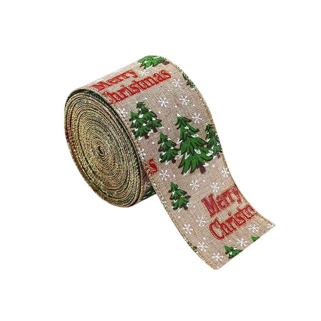 Christmas Webbing, Imitation Linen Ribbon Decoration, Bow Accessory, Snowflake Christmas Ribbon.