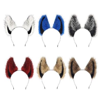 Faux Furs Cats Foxes Ears Headband for Women Halloween Cosplay Costume Hair Accessories Furry Animal Ears Hair Hoop