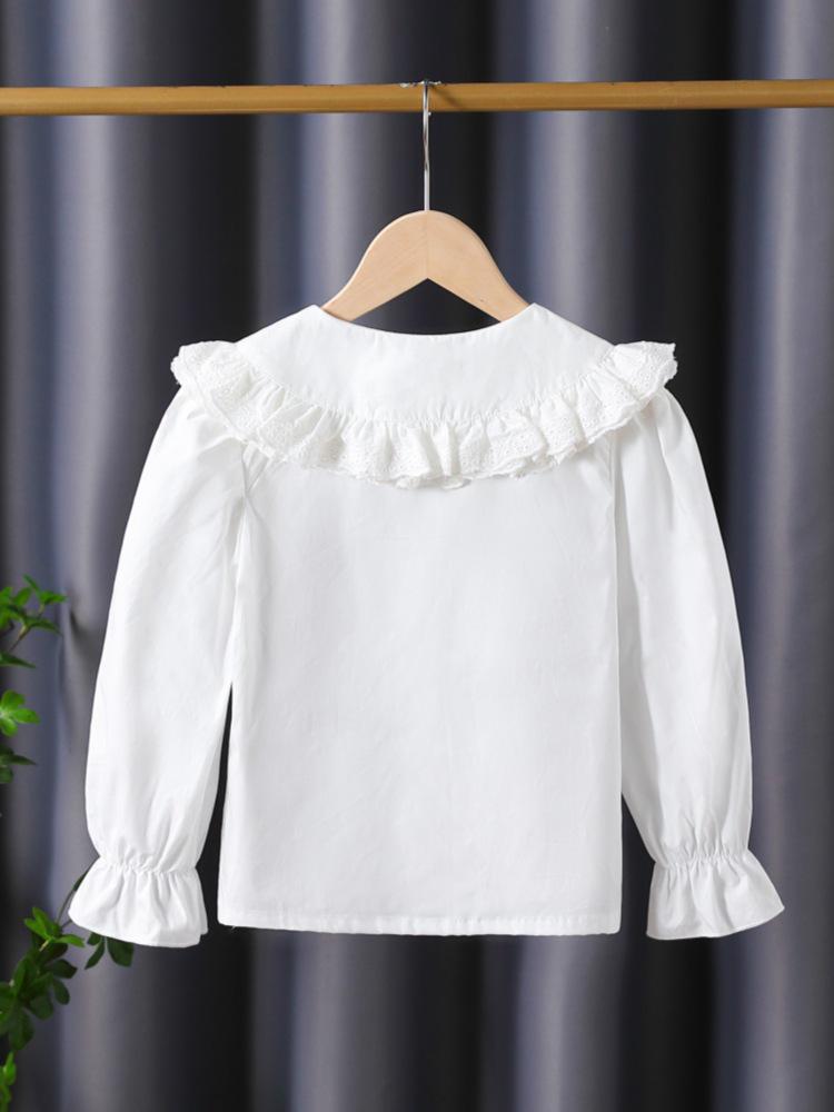 Premium Girls' 100% Cotton Long-Sleeve Shirt - School Style for Spring/Autumn 2026