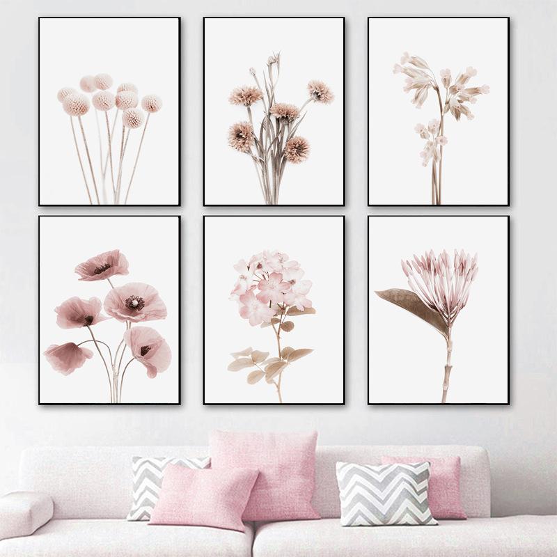 Flores Botánicas Planta Arte Abstracto Pintura en Lienzo Sala de Estar Dormitorio Café Cibercafé Decoración de Pared Impresión Diversión